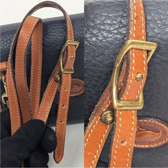 DOONEY & BOURKE USA All Navy Leather Mini crossbody Bag in gold tone hardware - Picture 3 of 9